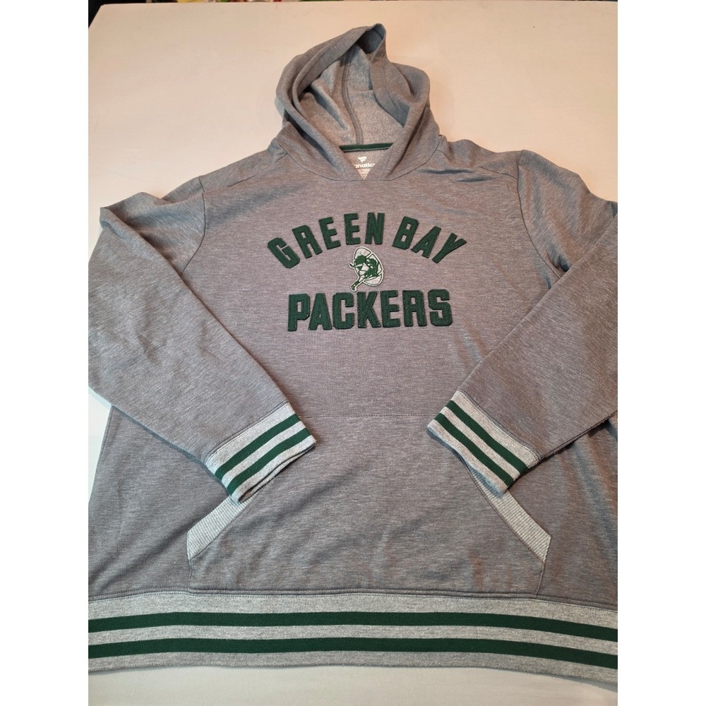 Fanatics Green Bay Packers Hoodie Mens XL Gray Green Striped Pullover NFL 0834